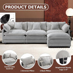 111.4 L-Shaped Cloud Sectional Sofa with Ottoman - 4-Seat Chenille Couch for Living Room