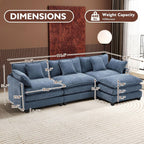 111.4 L-Shaped Cloud Sectional Sofa with Ottoman - 4-Seat Chenille Couch for Living Room