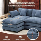 111.4 L-Shaped Cloud Sectional Sofa with Ottoman - 4-Seat Chenille Couch for Living Room