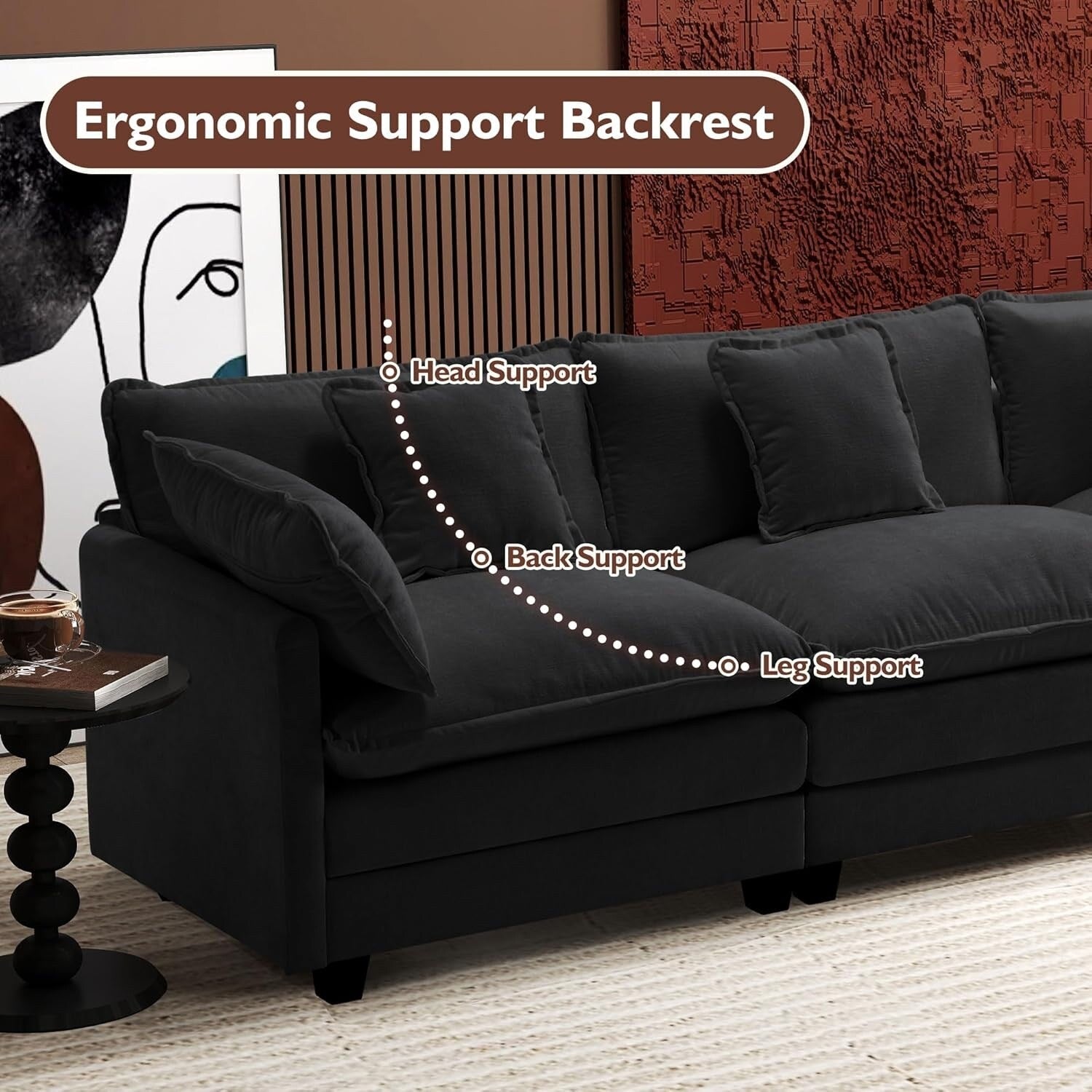 111.4 L-Shaped Cloud Sectional Sofa with Ottoman - 4-Seat Chenille Couch for Living Room
