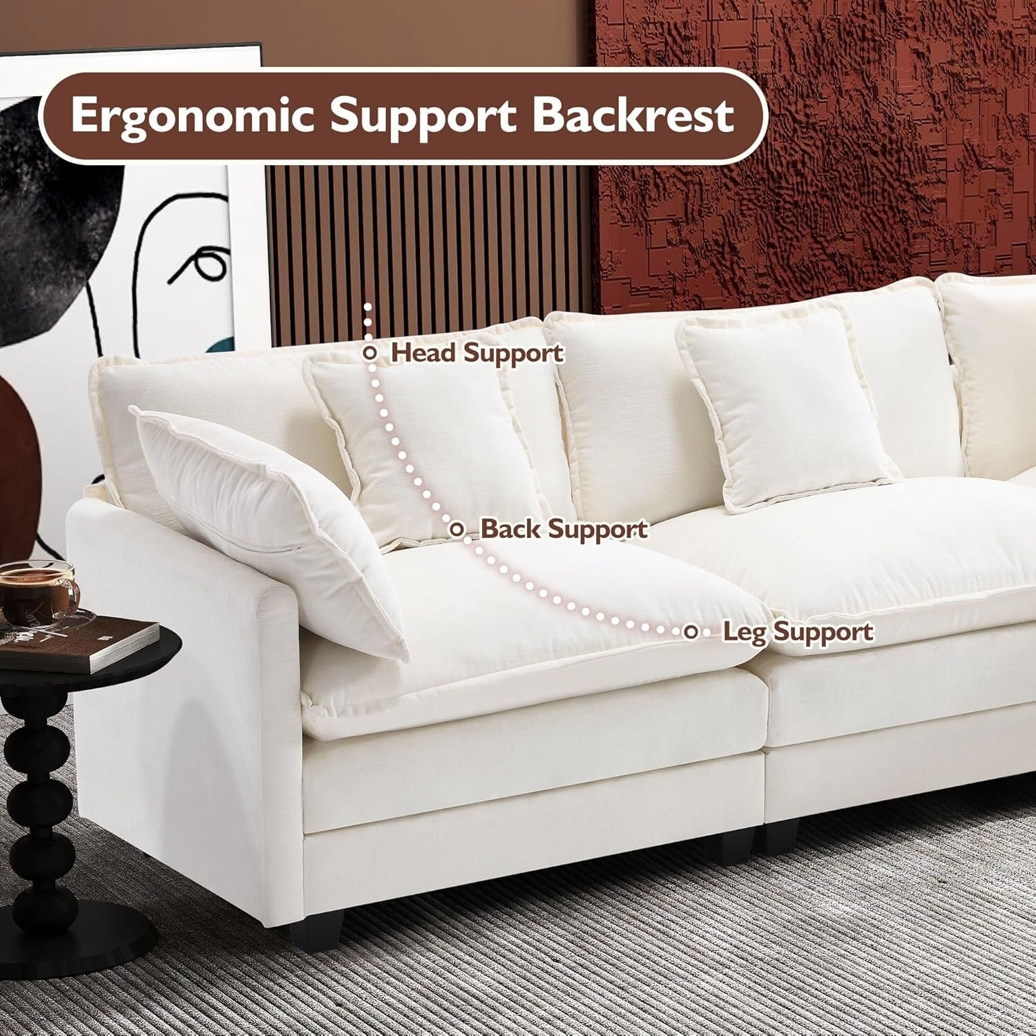 111.4 L-Shaped Cloud Sectional Sofa with Ottoman - 4-Seat Chenille Couch for Living Room
