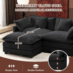 111.4 L-Shaped Cloud Sectional Sofa with Ottoman - 4-Seat Chenille Couch for Living Room