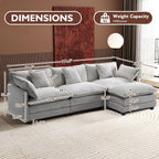 111.4 L-Shaped Cloud Sectional Sofa with Ottoman - 4-Seat Chenille Couch for Living Room