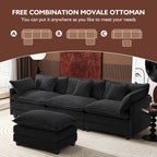 111.4 L-Shaped Cloud Sectional Sofa with Ottoman - 4-Seat Chenille Couch for Living Room