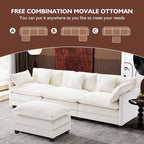 111.4 L-Shaped Cloud Sectional Sofa with Ottoman - 4-Seat Chenille Couch for Living Room