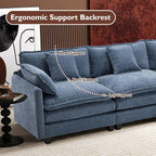 111.4 L-Shaped Cloud Sectional Sofa with Ottoman - 4-Seat Chenille Couch for Living Room