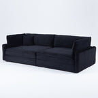 112-inch black corduroy sofa: two throw pillows, four backrests, opening up a new style for the living room's casual area