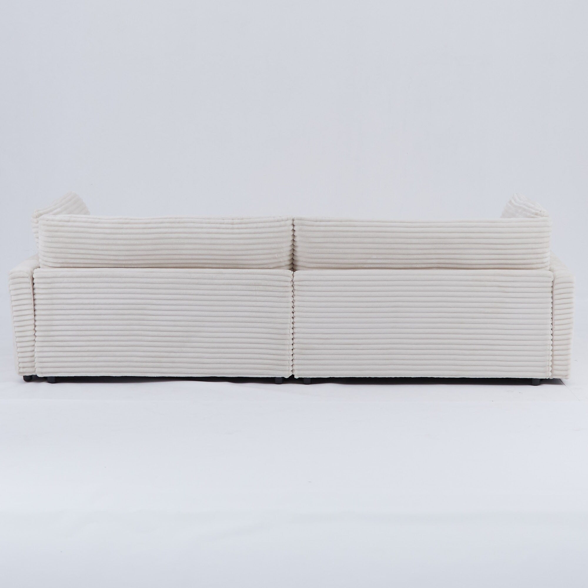 112-inch black corduroy sofa: two throw pillows, four backrests, opening up a new style for the living room's casual area