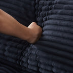 112-inch black corduroy sofa: two throw pillows, four backrests, opening up a new style for the living room's casual area