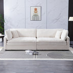 112-inch black corduroy sofa: two throw pillows, four backrests, opening up a new style for the living room's casual area