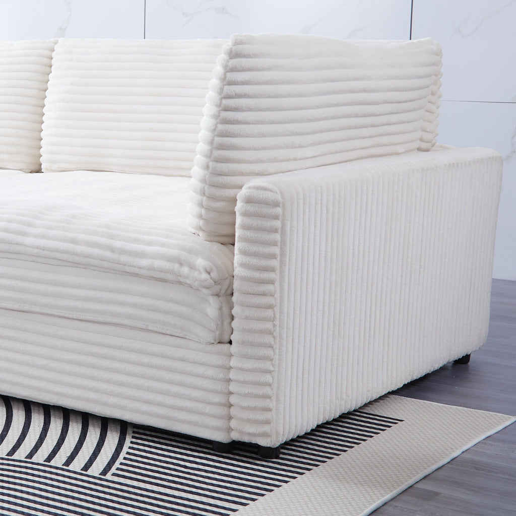 112-inch black corduroy sofa: two throw pillows, four backrests, opening up a new style for the living room's casual area