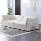 112-inch black corduroy sofa: two throw pillows, four backrests, opening up a new style for the living room's casual area