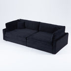 112-inch black corduroy sofa: two throw pillows, four backrests, opening up a new style for the living room's casual area