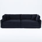 112-inch black corduroy sofa: two throw pillows, four backrests, opening up a new style for the living room's casual area