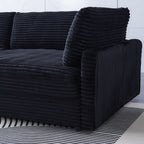 112-inch black corduroy sofa: two throw pillows, four backrests, opening up a new style for the living room's casual area