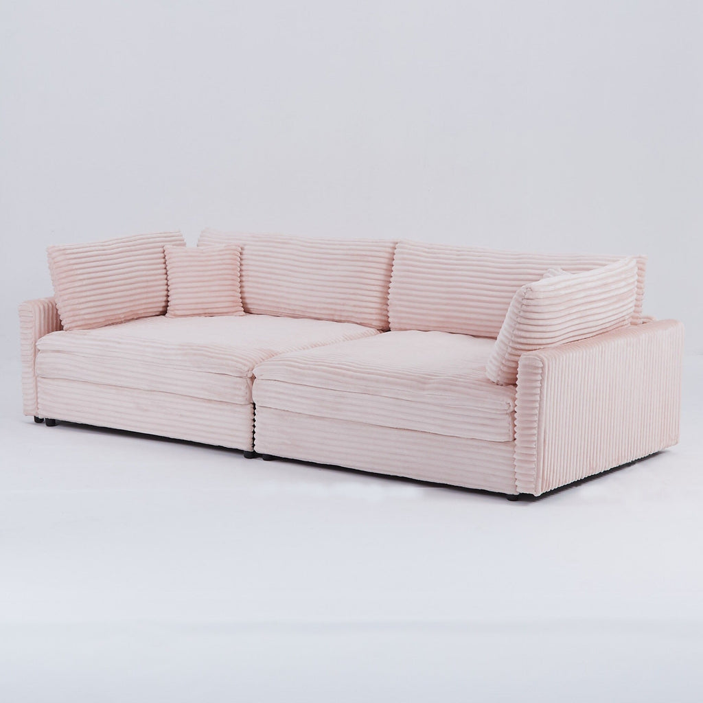 112-inch black corduroy sofa: two throw pillows, four backrests, opening up a new style for the living room's casual area
