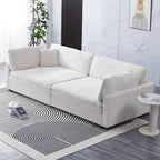 112-inch black corduroy sofa: two throw pillows, four backrests, opening up a new style for the living room's casual area