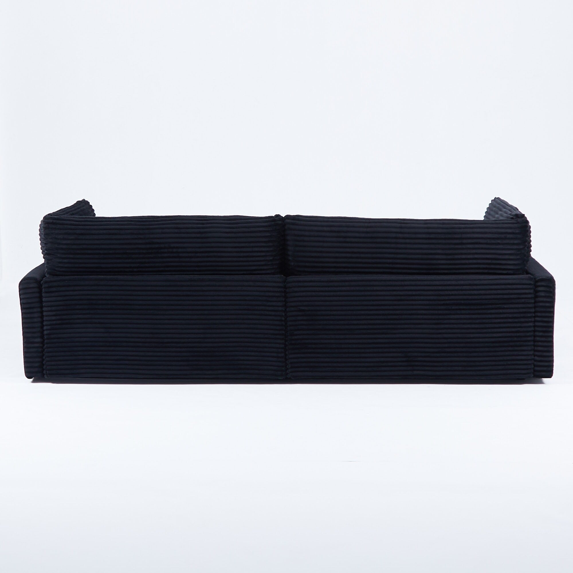 112-inch black corduroy sofa: two throw pillows, four backrests, opening up a new style for the living room's casual area