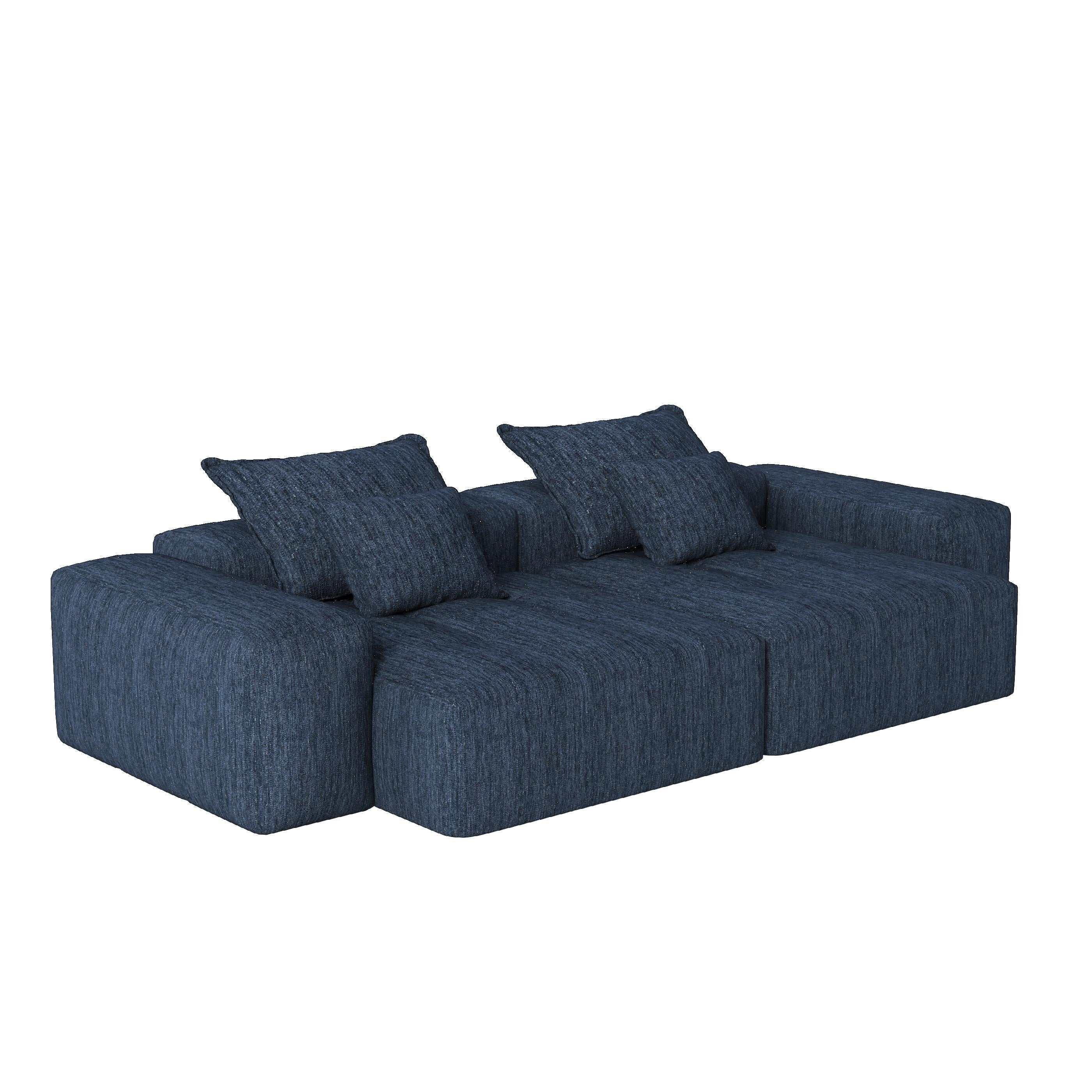 113.39 Chenille Modular 4-Seater Sofa, Sparkling Tufted Design, Non-Slip Base