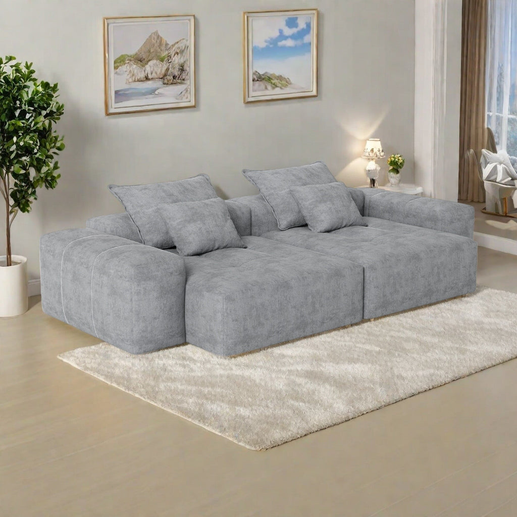 113.39 Chenille Modular 4-Seater Sofa, Sparkling Tufted Design, Non-Slip Base