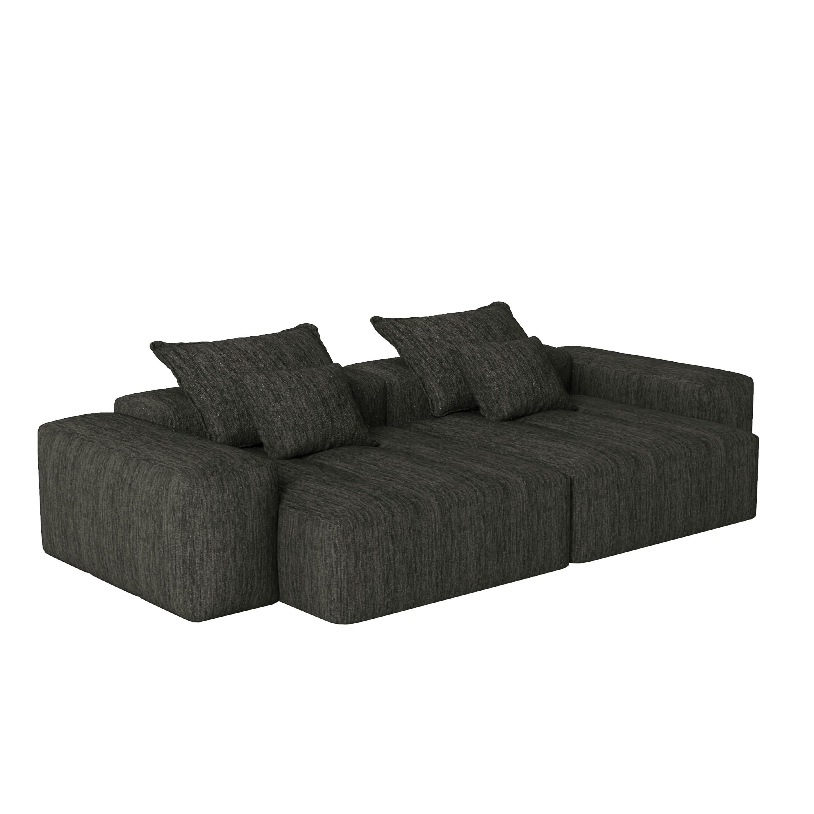 113.39 Chenille Modular 4-Seater Sofa, Sparkling Tufted Design, Non-Slip Base