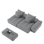 113.39 Chenille Modular 4-Seater Sofa, Sparkling Tufted Design, Non-Slip Base