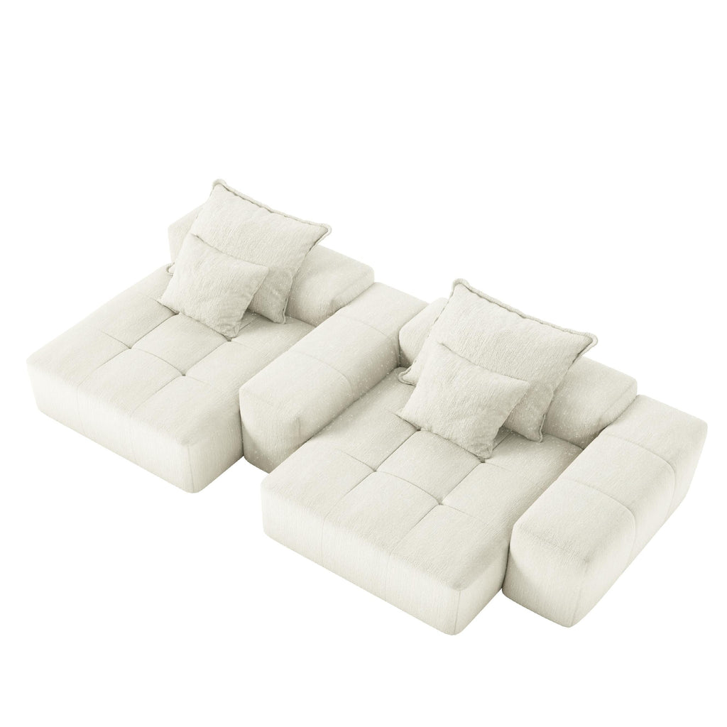 113.39 Chenille Modular 4-Seater Sofa, Sparkling Tufted Design, Non-Slip Base