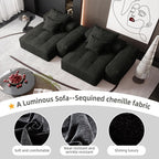 113.39 Chenille Modular 4-Seater Sofa, Sparkling Tufted Design, Non-Slip Base