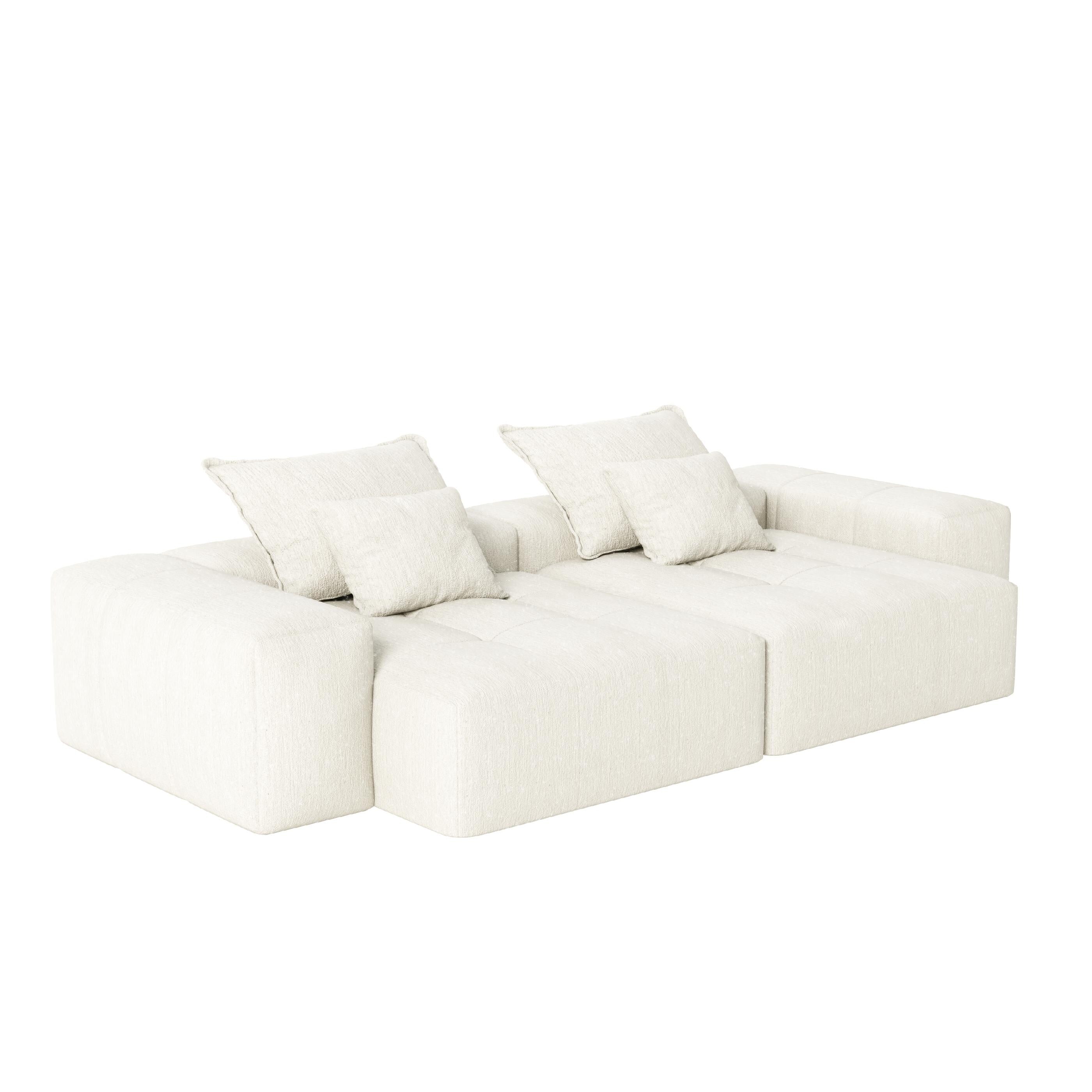 113.39 Chenille Modular 4-Seater Sofa, Sparkling Tufted Design, Non-Slip Base