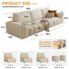 114 Wood 4-Seater Sofa with Solid Wood Frame, Stain-Resistant & Easy Clean, for Pet-Friendly Homes