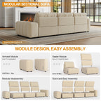 114 Wood 4-Seater Sofa with Solid Wood Frame, Stain-Resistant & Easy Clean, for Pet-Friendly Homes