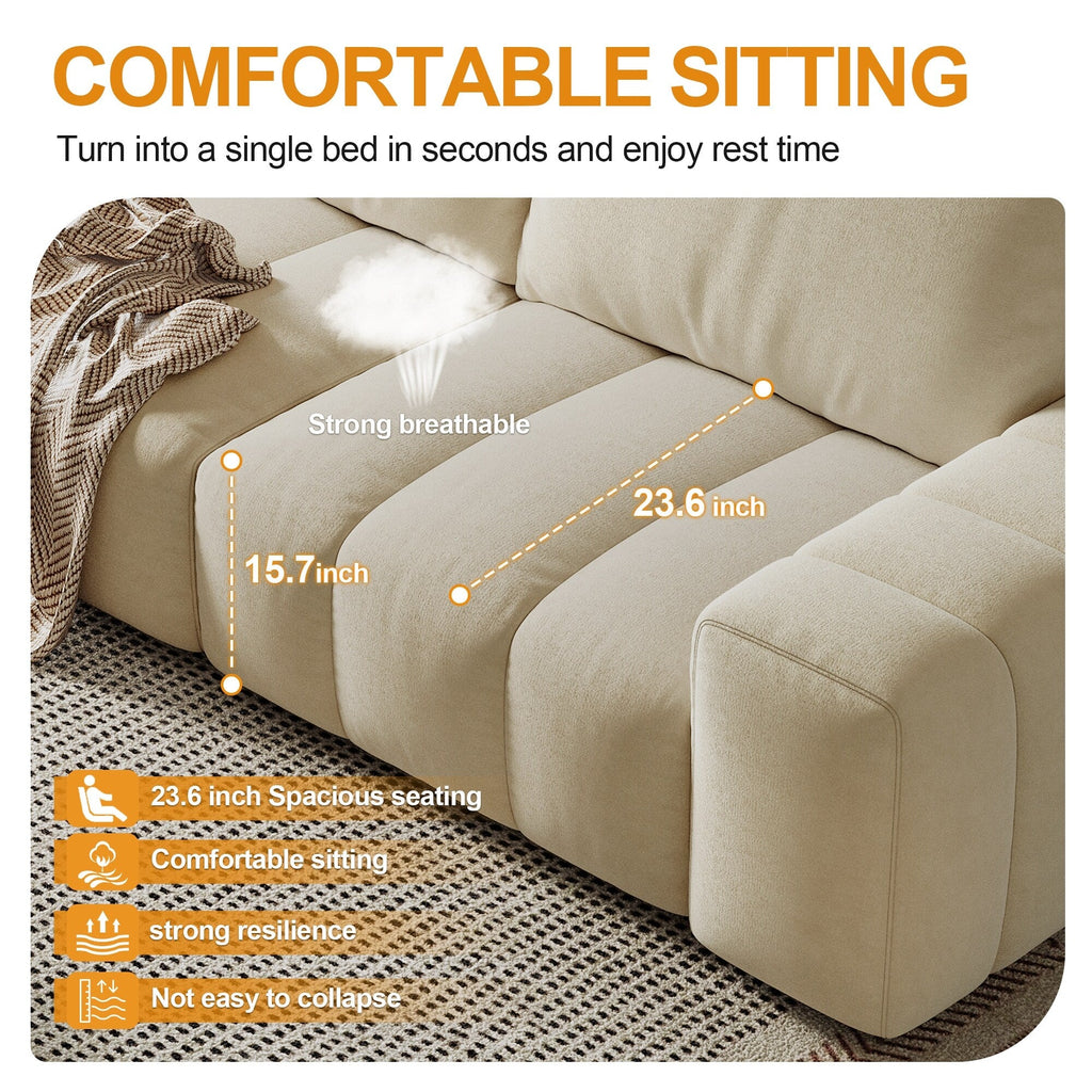 114 Wood 4-Seater Sofa with Solid Wood Frame, Stain-Resistant & Easy Clean, for Pet-Friendly Homes