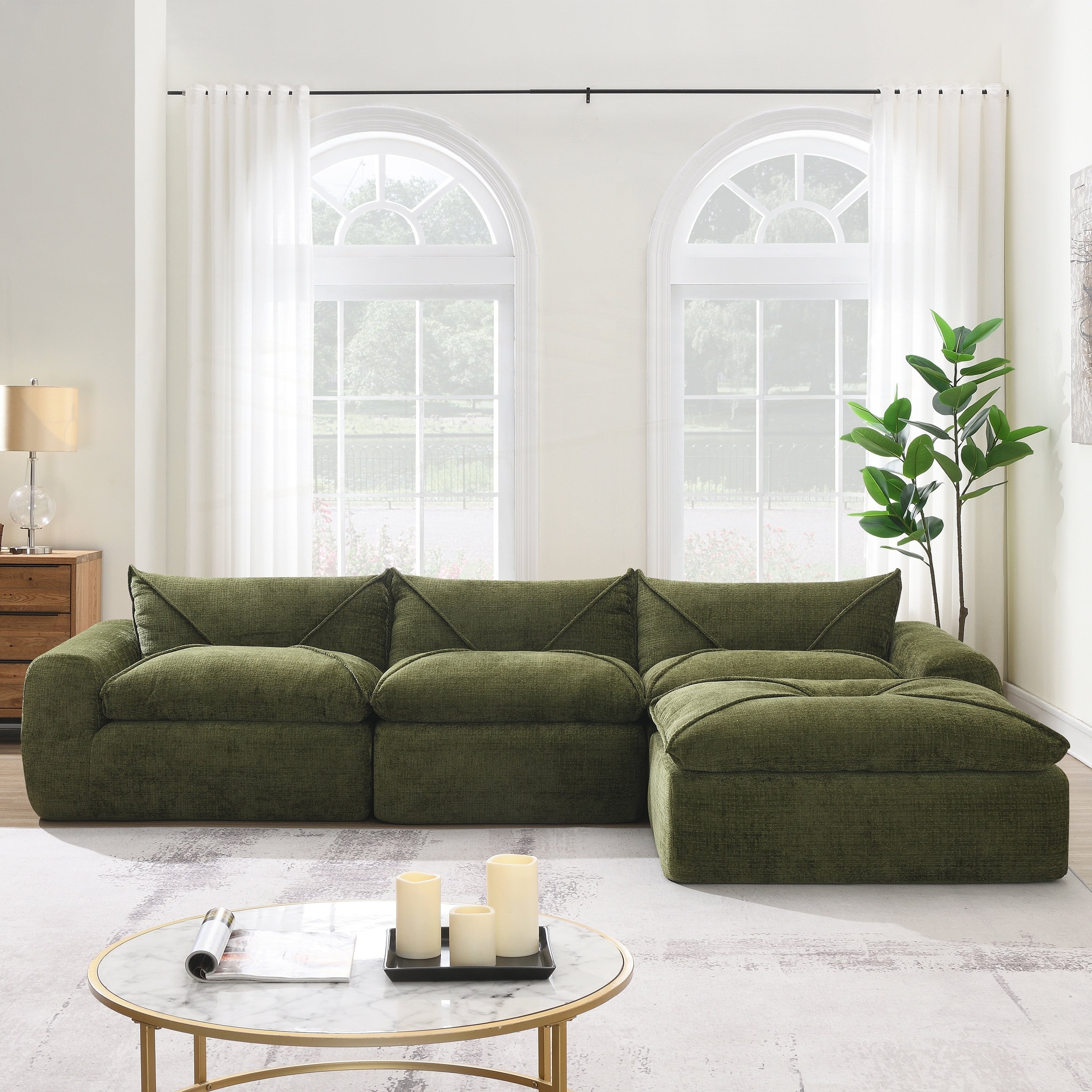 116 Inch Fully Compressed Sofa with High Density Foam