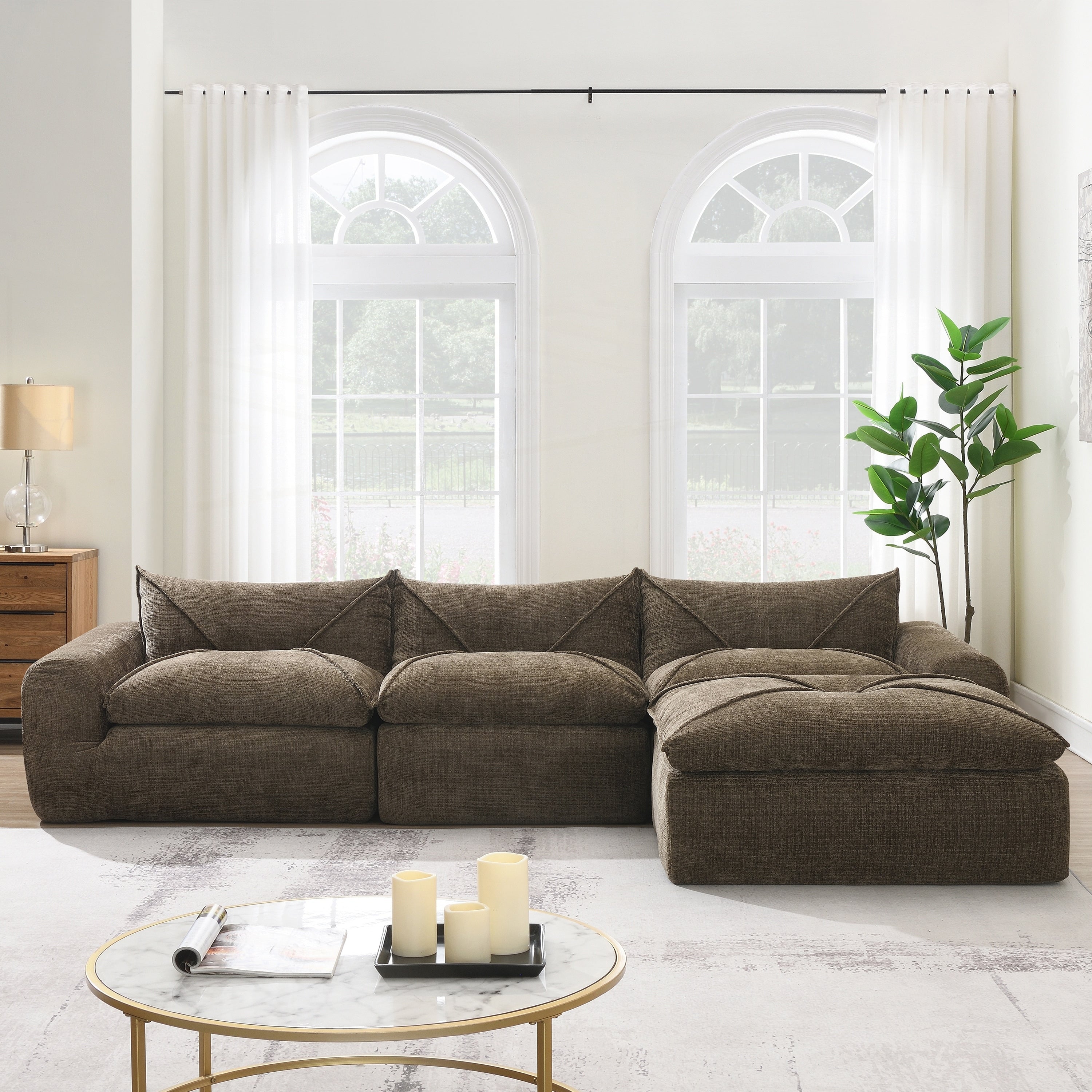 116 Inch Fully Compressed Sofa with High Density Foam