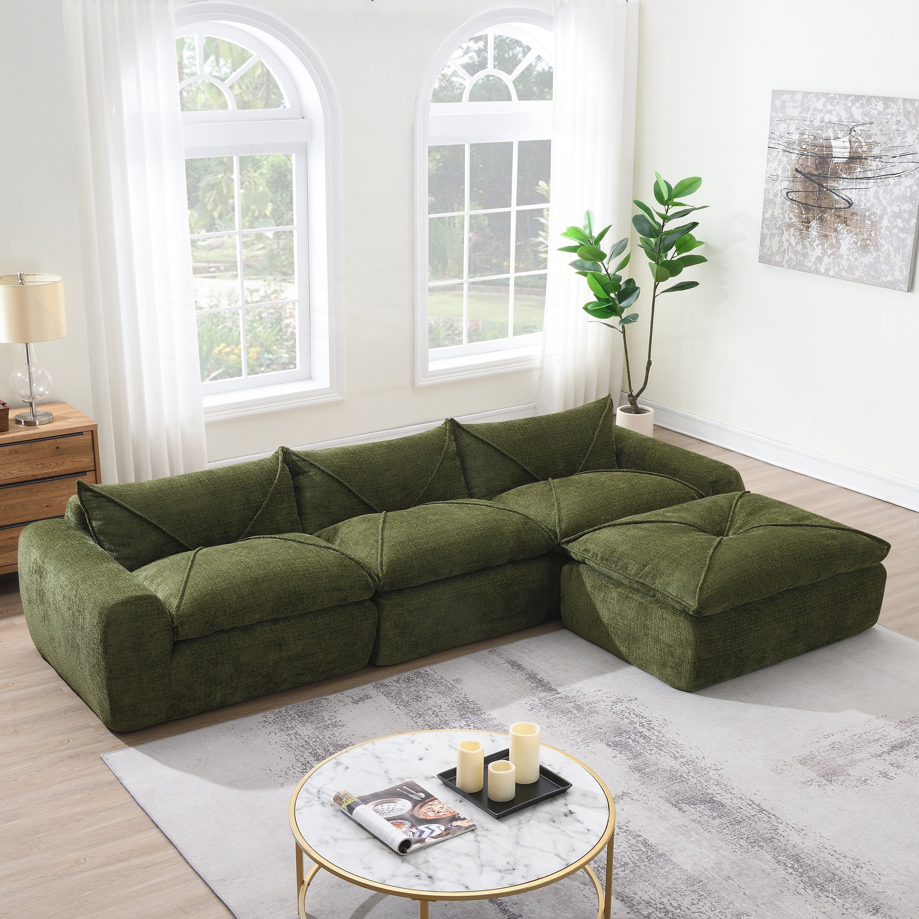 116 Inch Fully Compressed Sofa with High Density Foam