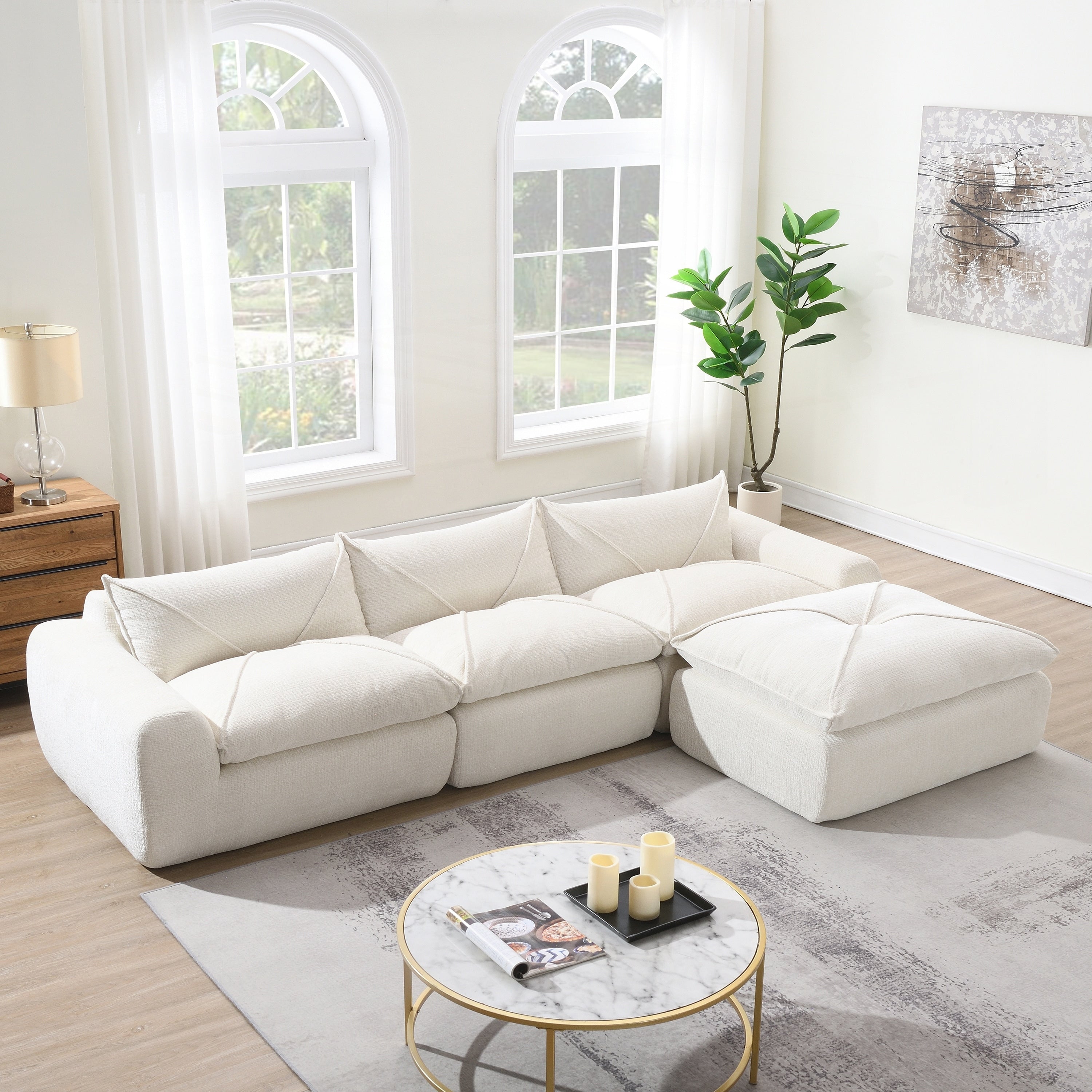 116 Inch Fully Compressed Sofa with High Density Foam