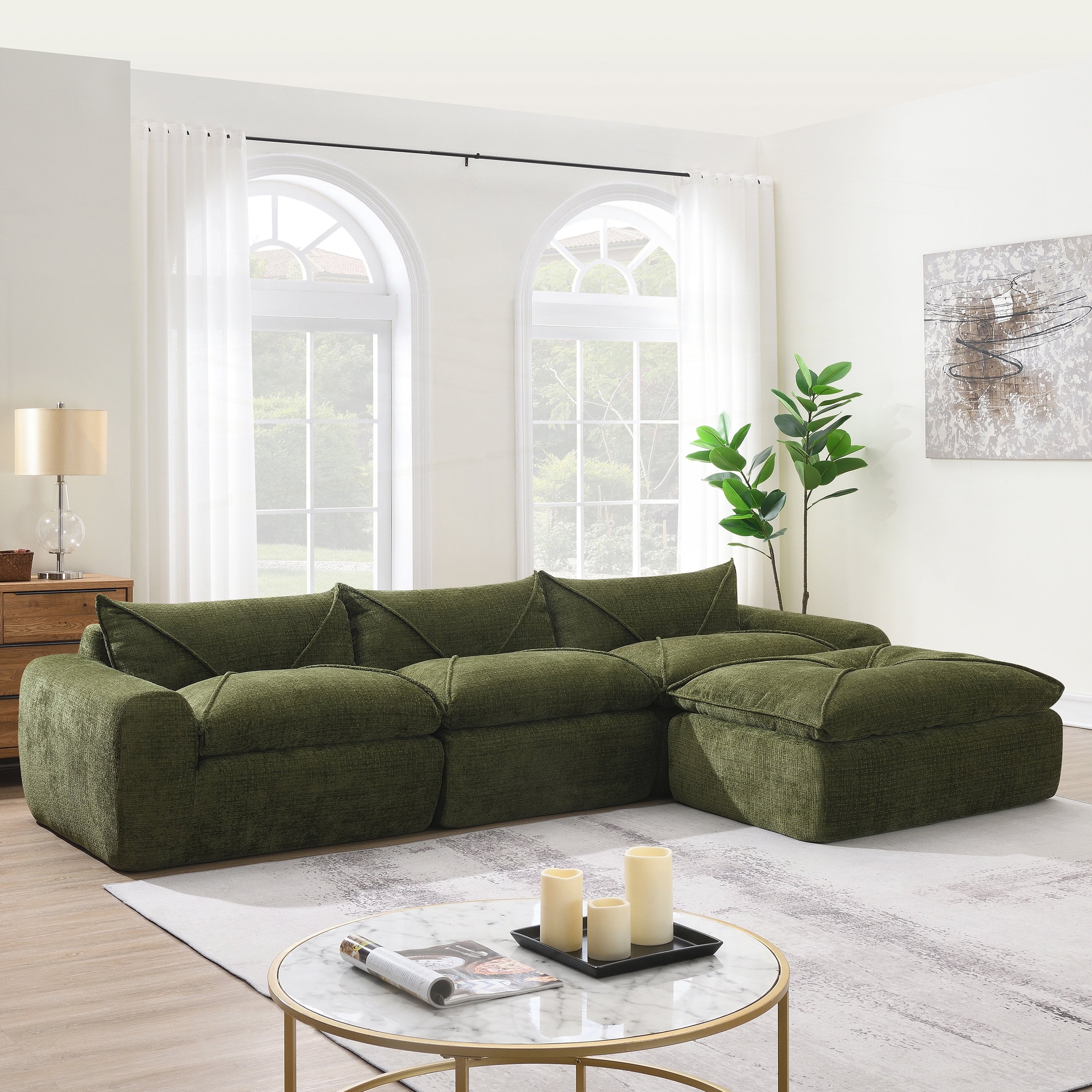 116 Inch Fully Compressed Sofa with High Density Foam