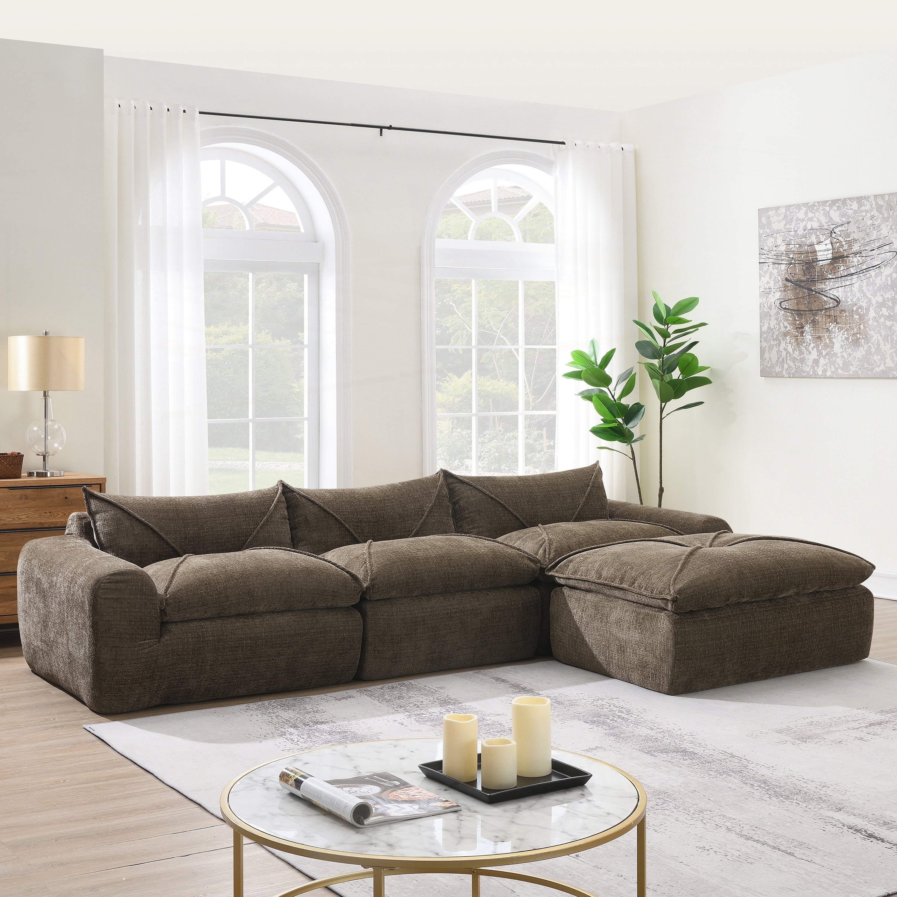 116 Inch Fully Compressed Sofa with High Density Foam