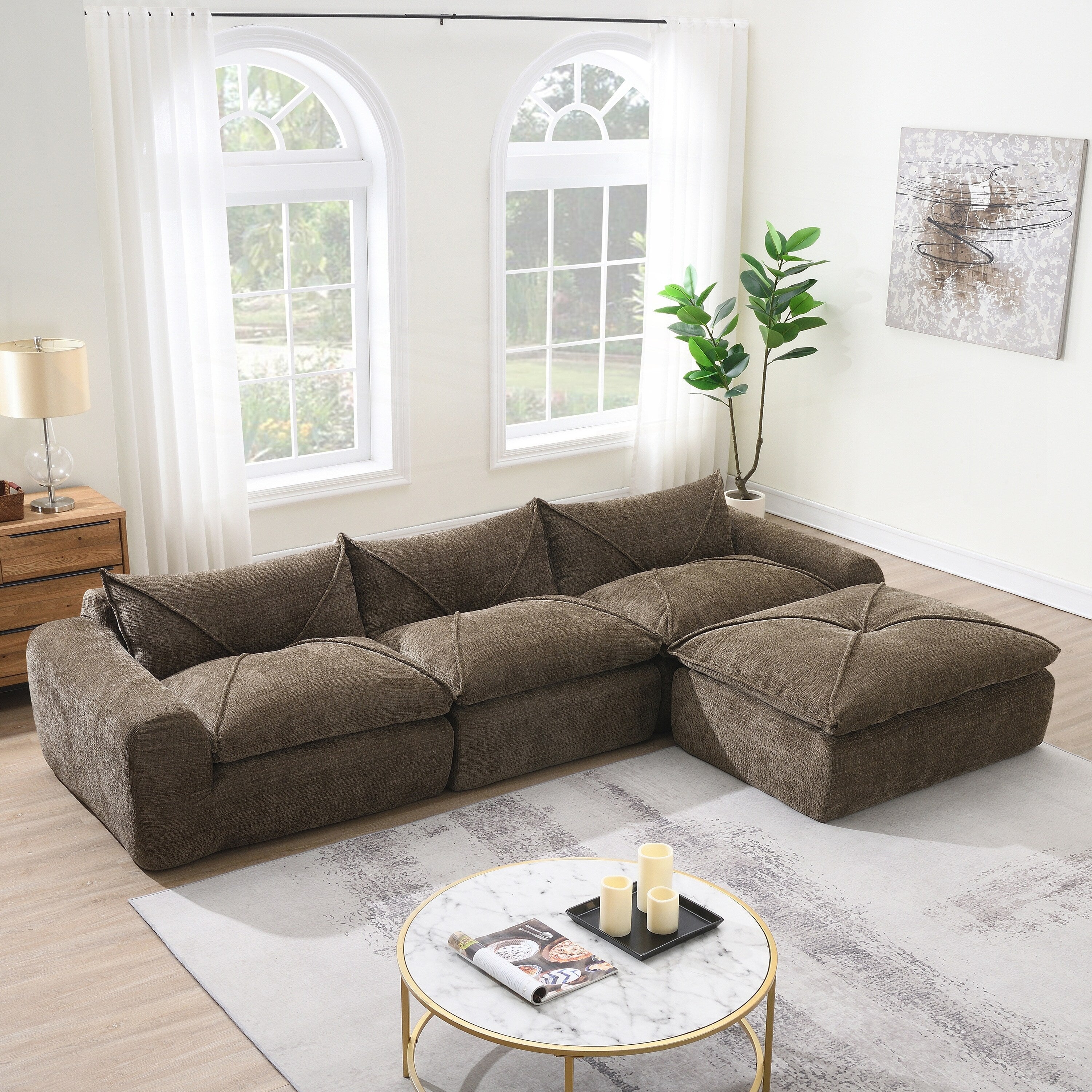 116 Inch Fully Compressed Sofa with High Density Foam