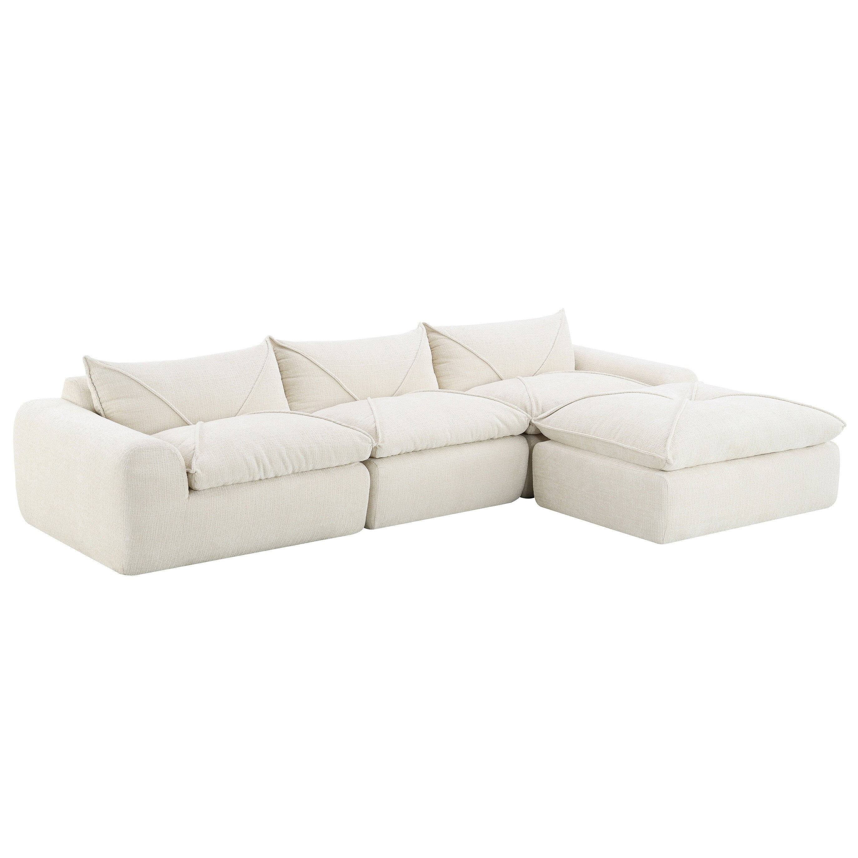 116'' Fully Compressed Sofa with High Density Foam, No Assembly Required, Legless Design without Frame