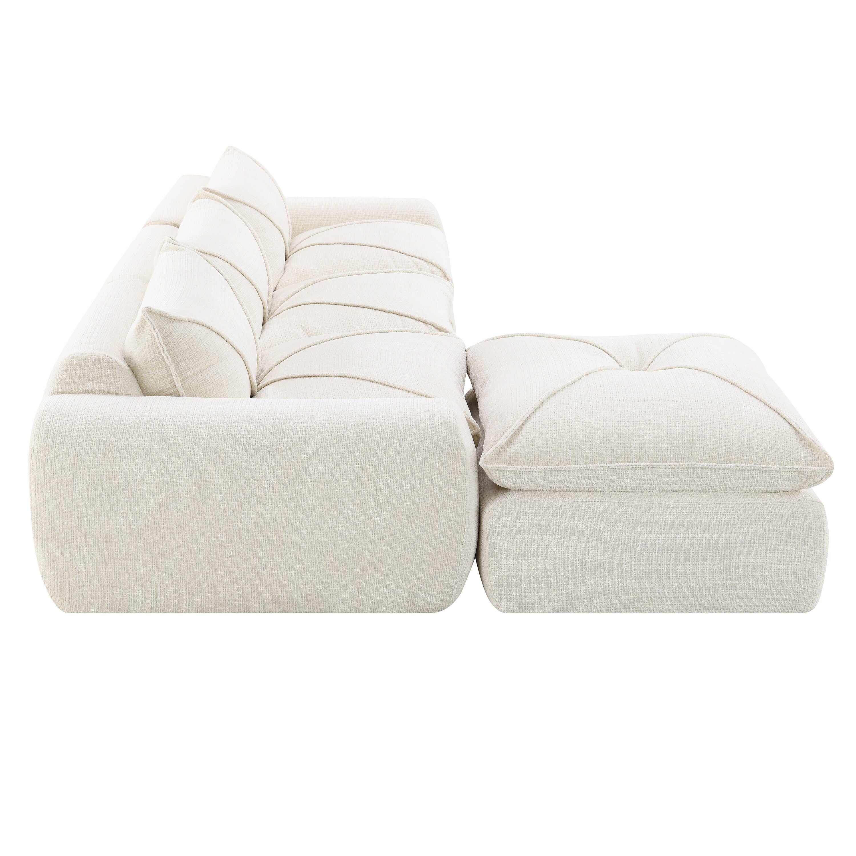 116'' Fully Compressed Sofa with High Density Foam, No Assembly Required, Legless Design without Frame