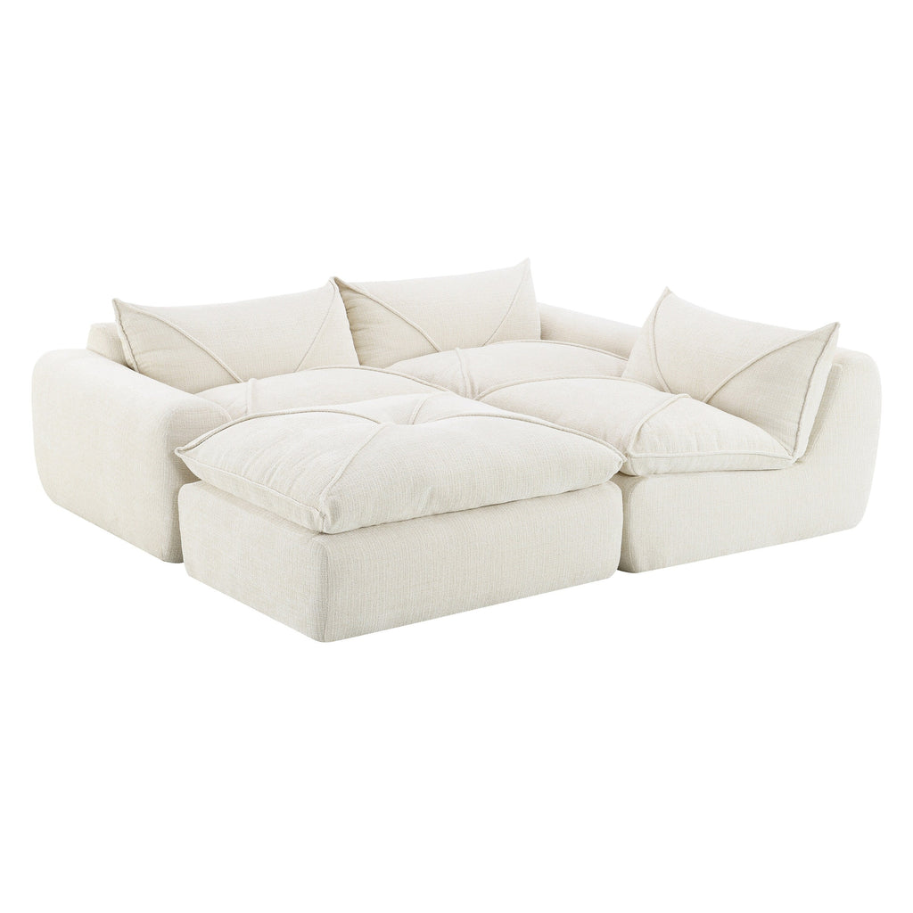 116'' Fully Compressed Sofa with High Density Foam, No Assembly Required, Legless Design without Frame