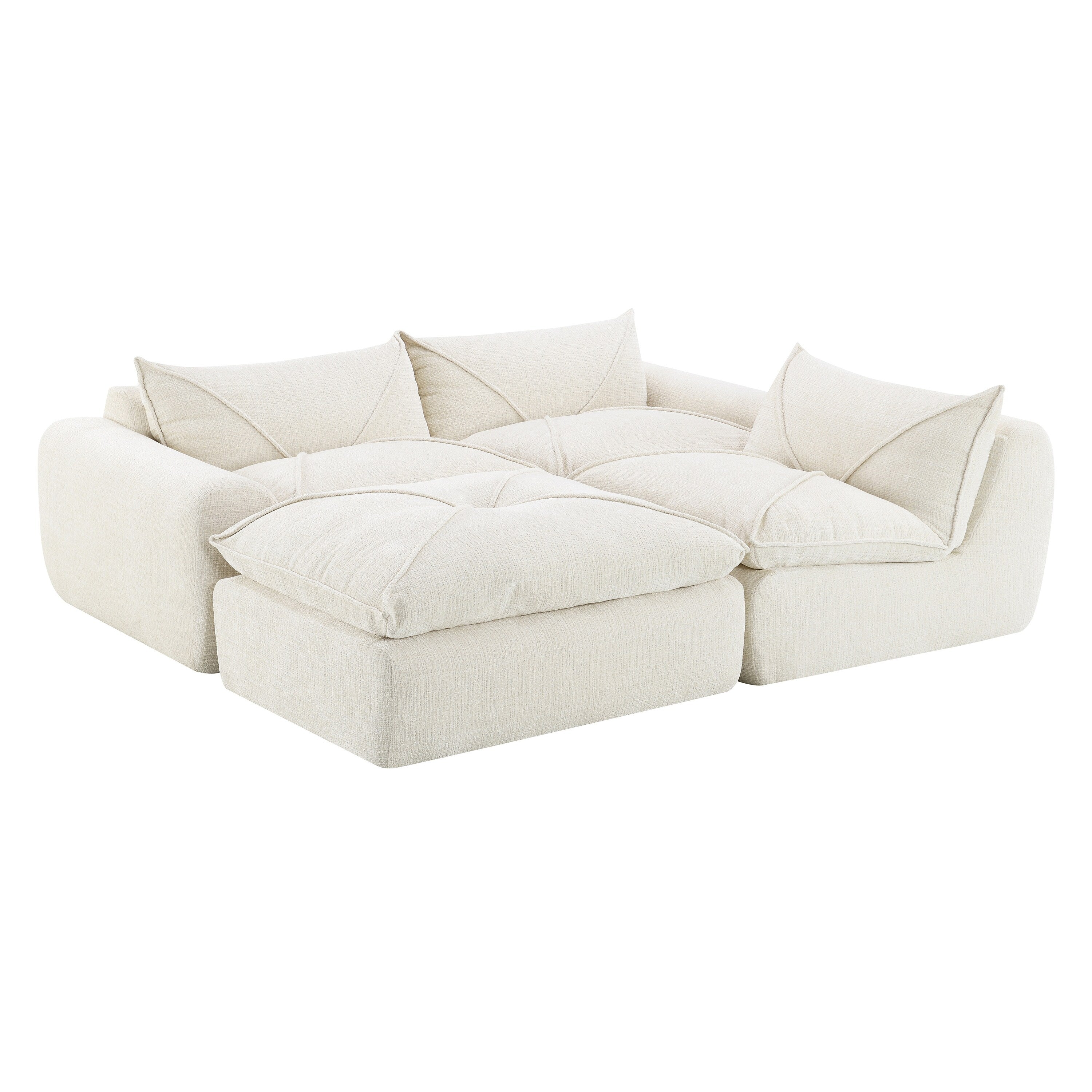 116'' Fully Compressed Sofa with High Density Foam, No Assembly Required, Legless Design without Frame