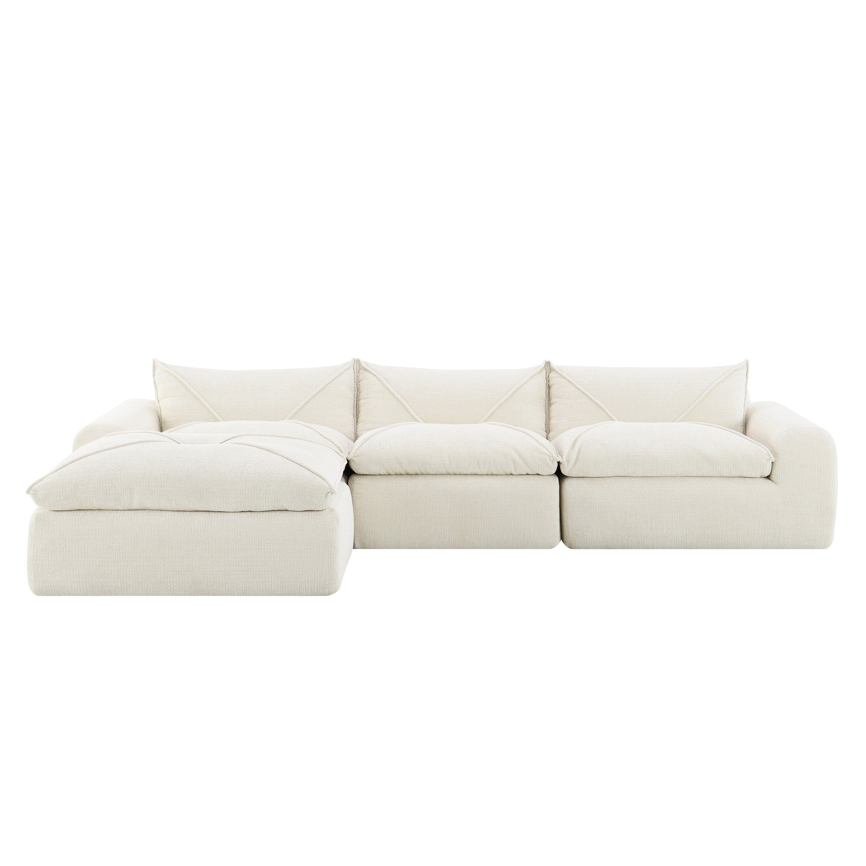 116'' Fully Compressed Sofa with High Density Foam, No Assembly Required, Legless Design without Frame