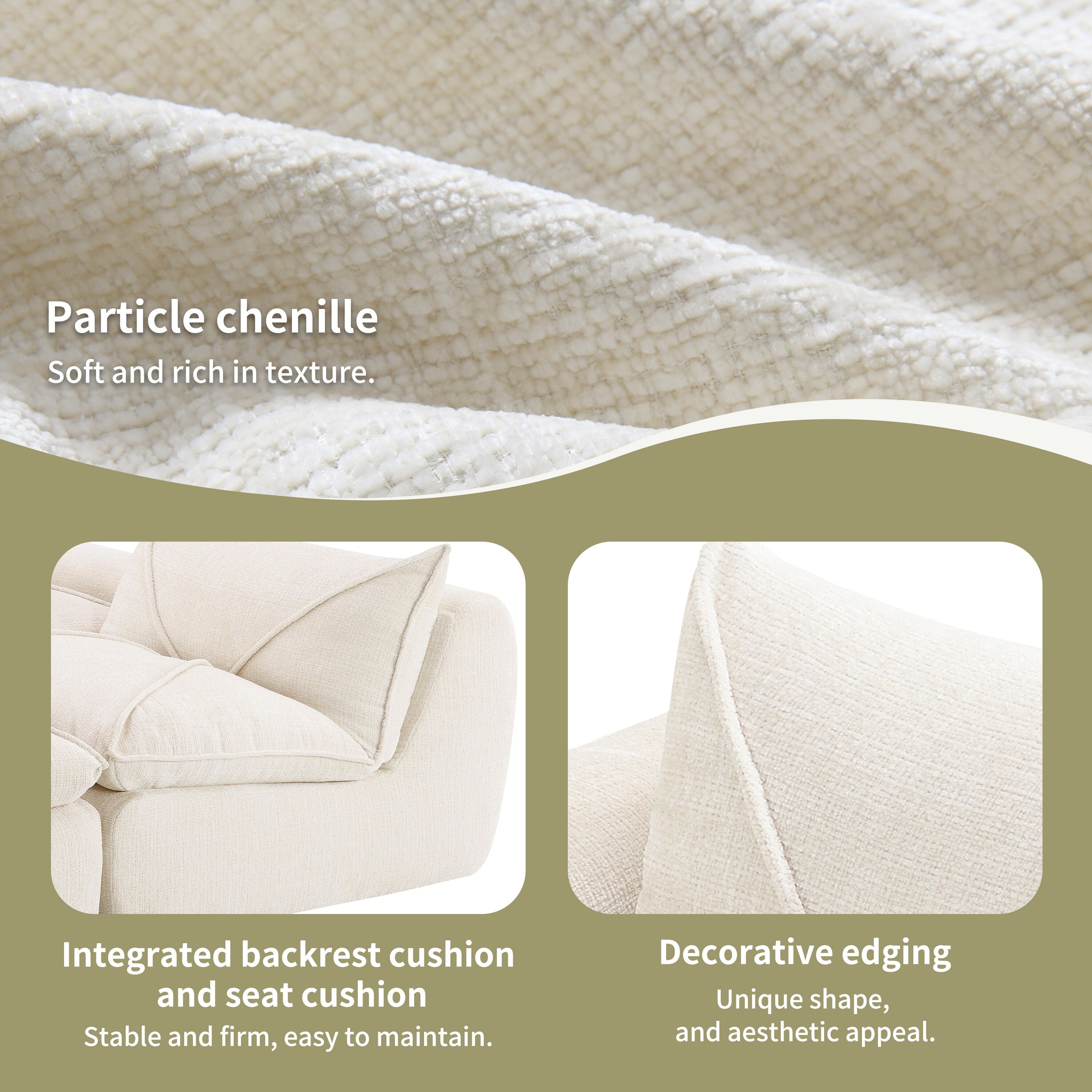 116'' Fully Compressed Sofa with High Density Foam, No Assembly Required, Legless Design without Frame
