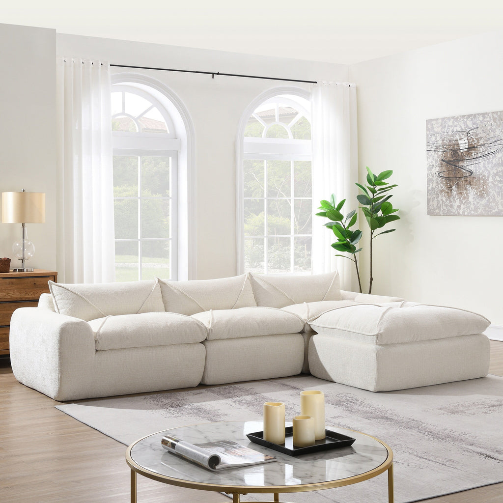 116'' Fully Compressed Sofa with High Density Foam, No Assembly Required, Legless Design without Frame