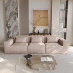 118 Modular Sofa Sectional Couch with Movable Fabric Cover & 3 Pillows, Comfy 3-Seater Corduroy Fabric Couch
