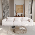 118 Modular Sofa Sectional Couch with Movable Fabric Cover & 3 Pillows, Comfy 3-Seater Corduroy Fabric Couch