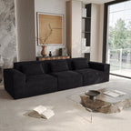 118 Modular Sofa Sectional Couch with Movable Fabric Cover & 3 Pillows, Comfy 3-Seater Corduroy Fabric Couch