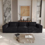 118 Modular Sofa Sectional Couch with Movable Fabric Cover & 3 Pillows, Comfy 3-Seater Corduroy Fabric Couch